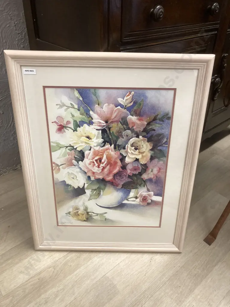 Kay Duncan Watercolour 'Roses' 92 ,Signed. 64 x 51cm Glazed Framed Image 1++
