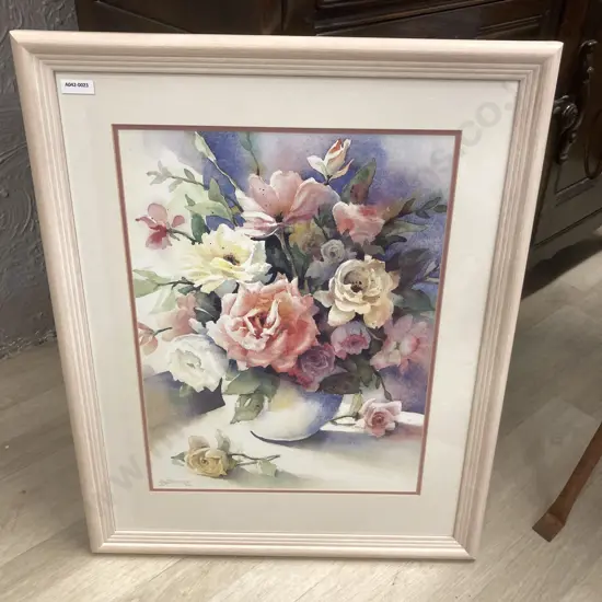 Kay Duncan Watercolour 'Roses' 92 ,Signed. 64 x 51cm Glazed Framed
