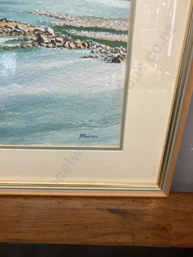 Frank Forster Watercolour of a South Island River Scene, Signed. 43 x 53cm Glazed Framed Image 1++