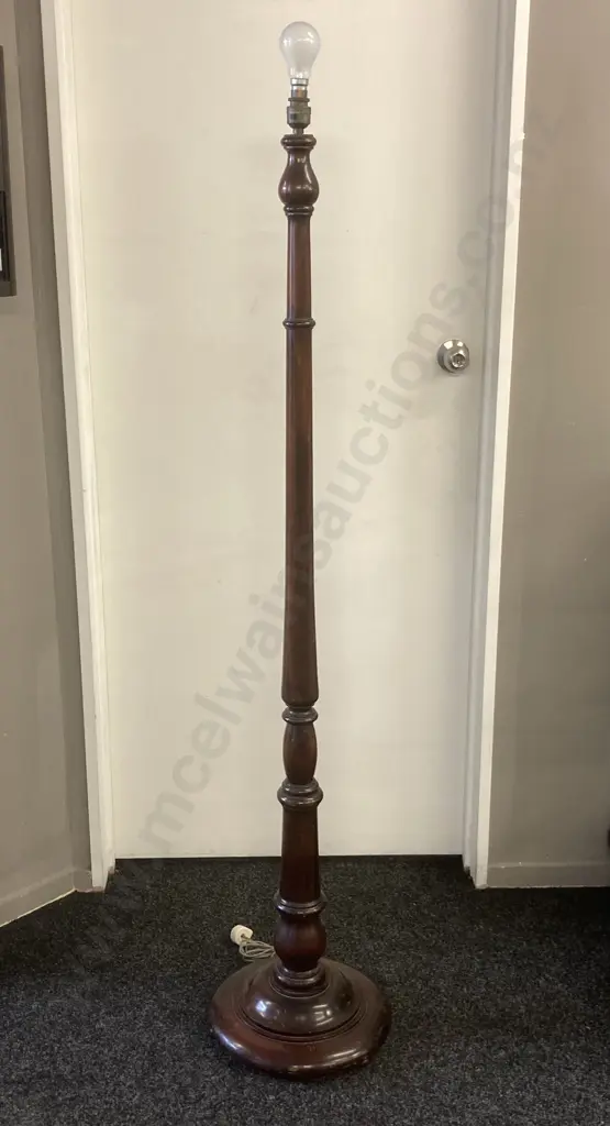 Antique Mahogany Turned Floor Lamp. H170cm Image 1++