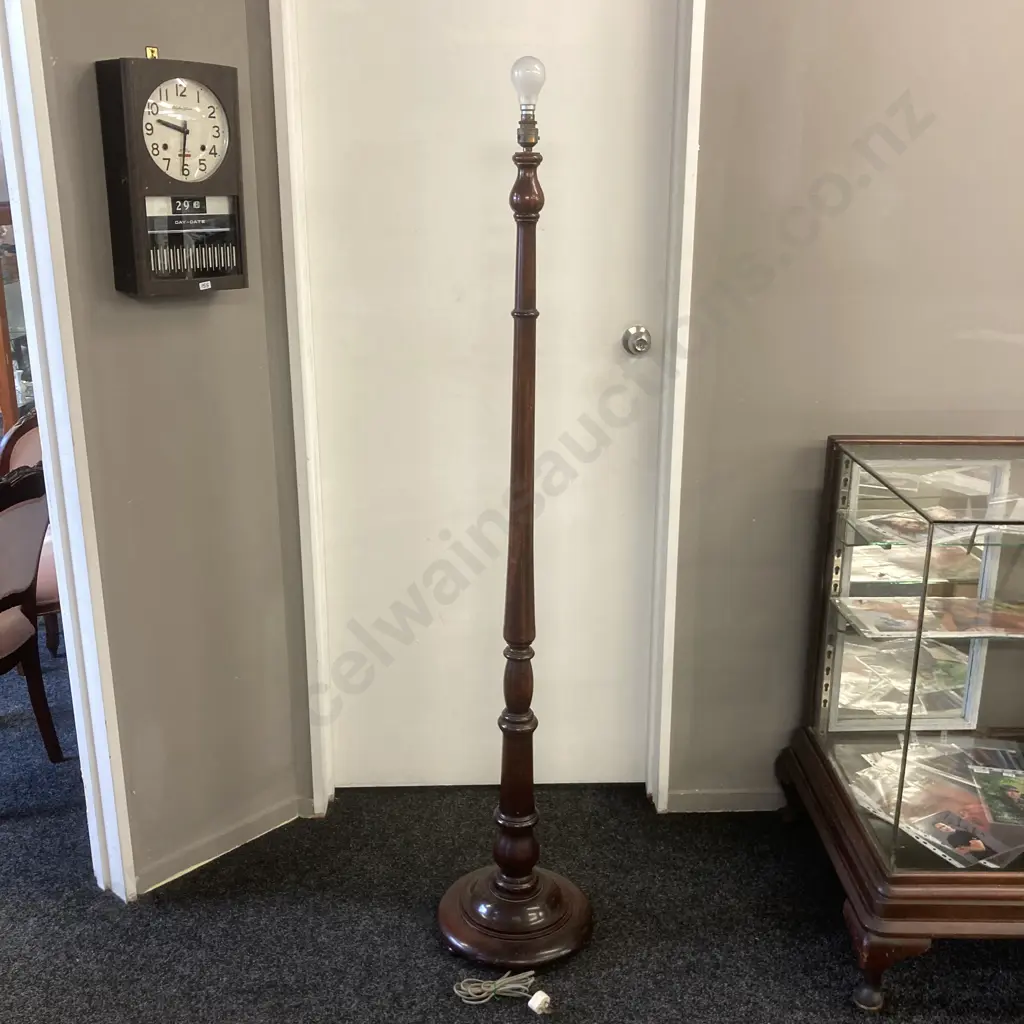 Antique Mahogany Turned Floor Lamp. H170cm Image 1++
