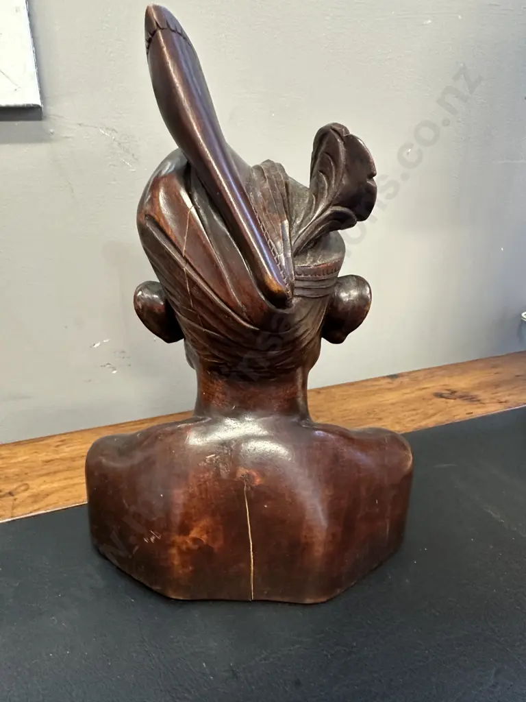 Vintage Carved Bali Ironwood Male Bust. 24cm Image 1++