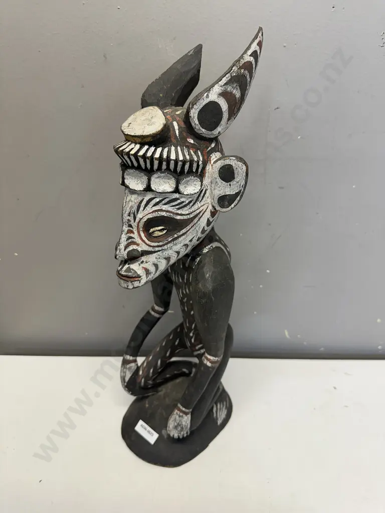 Tribal Art Papua New Guinea Figure With Cowrie Shell Eyes. H44cm Image 1++