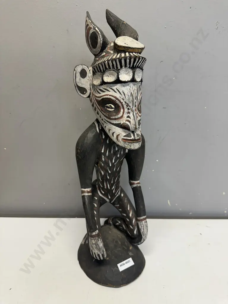 Tribal Art Papua New Guinea Figure With Cowrie Shell Eyes. H44cm Image 1++