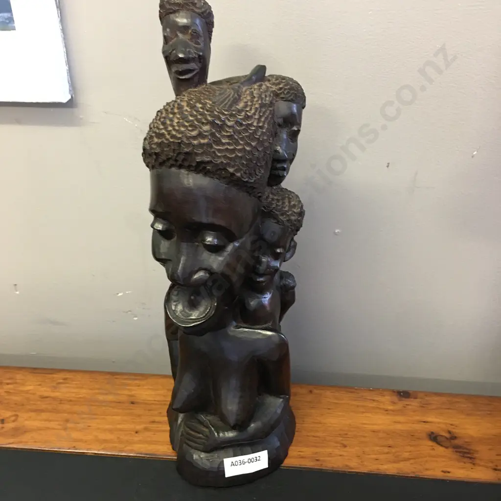 Vintage African Makonde Tribe Carved Ebony Family Tree Of Life Statue. H30cm Image 1++