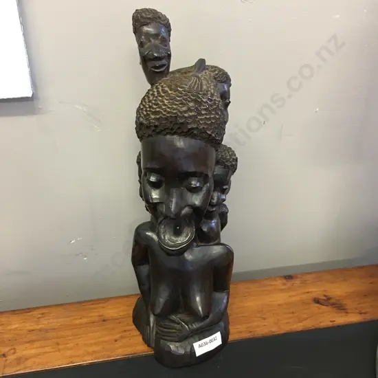 Vintage African Makonde Tribe Carved Ebony Family Tree Of Life Statue. H30cm