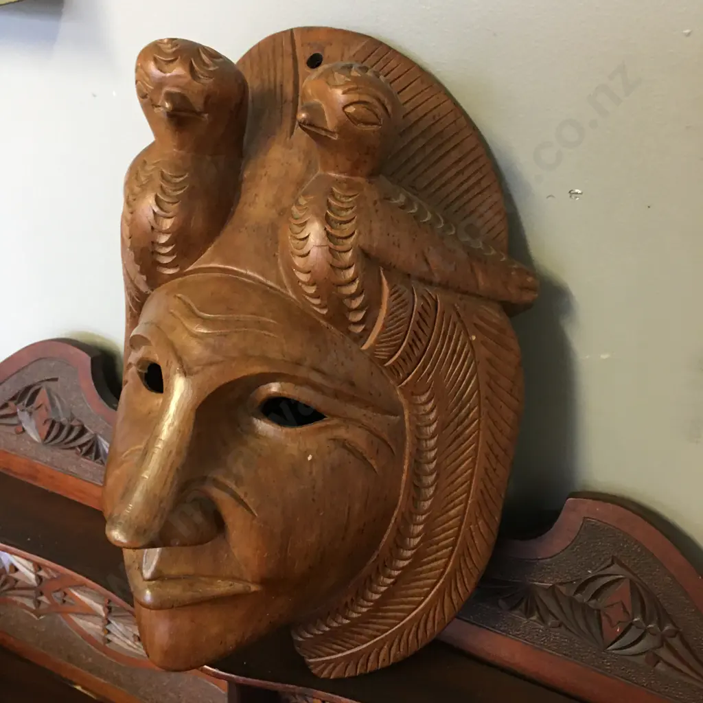 Unique Hand Crafted Traditional Guatemalan / Mayan Wooden Mask from the 60’s. 30 x 21cm Image 1++