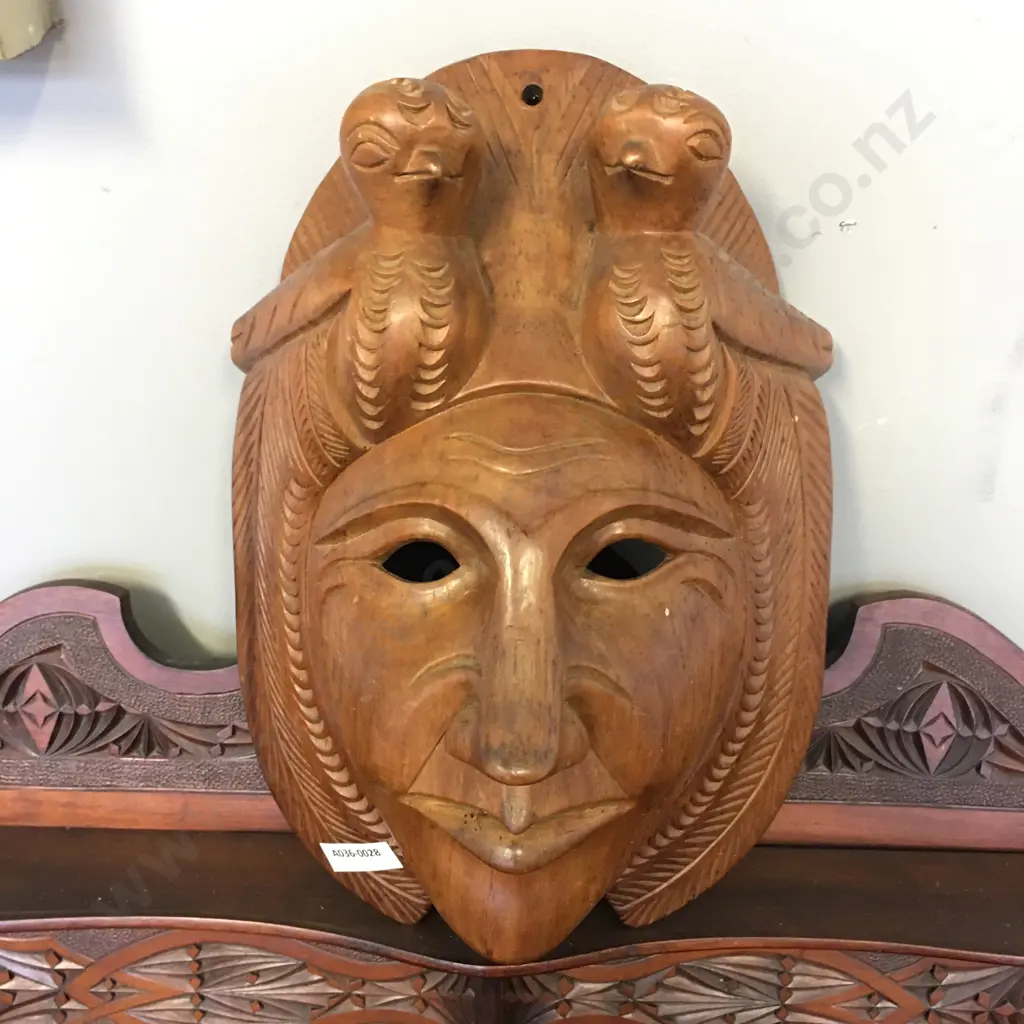 Unique Hand Crafted Traditional Guatemalan / Mayan Wooden Mask from the 60’s. 30 x 21cm Image 1++