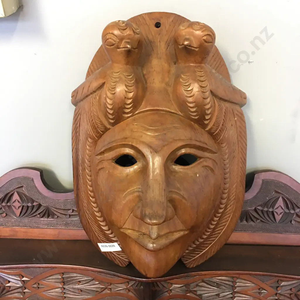 Unique Hand Crafted Traditional Guatemalan / Mayan Wooden Mask from the 60’s. 30 x 21cm Image 1++