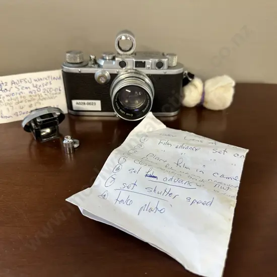 Rare Leica DRP Ernst Leitz Wetzlar Camera, 5cm Viewfinder, Summicron 5cm Lens & AUFSU Waist Level Reflecting Viewfinder