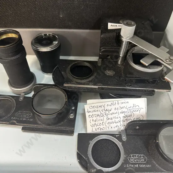 E.Leitz Focusing Stage, Magnifier, Aperture Setting Ring, Leica Focus Slide Focusing Stage & Magnifying Finder Etc