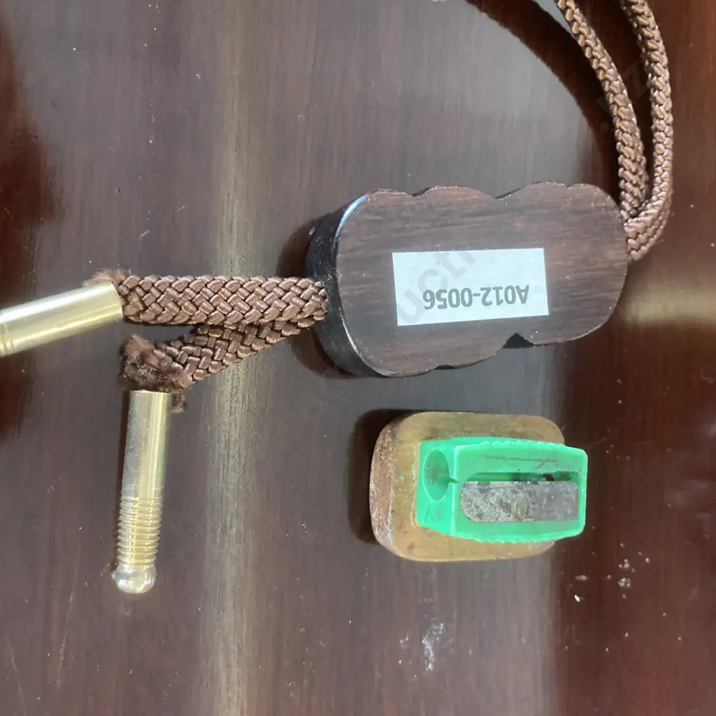 Vintage New Zealand Hand Carved Tiki With Paua Eyes Bolo Tie & Pencil Sharpener Image 1++