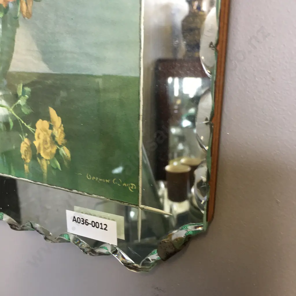Vintage Art Deco Vernon Ward Still Life Print Scalloped Piecrust Edge Picture Mirror. 33 x 26cm Image 1++