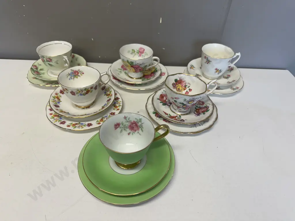 Selection Of Vintage Trios Including Royal Albert, Adderly Etc  Image 1++