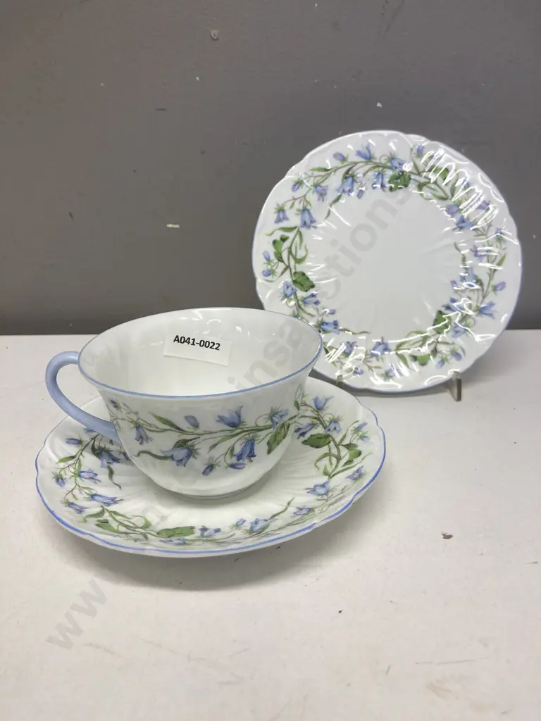 Vintage Shelley “Harebell” Bone China Tea Trio, Blue Bell Floral 13590 Image 1++