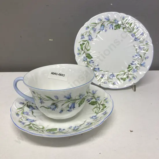 Vintage Shelley “Harebell” Bone China Tea Trio, Blue Bell Floral 13590