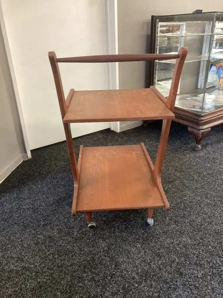 Unique Don Lorong Mid Century Tea Trolley, On Metal Castors, Original Don Lorong Sticker To Underside. H83 W69 D45cm Image 1++