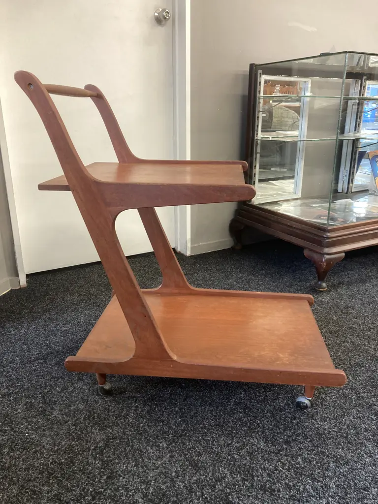 Unique Don Lorong Mid Century Tea Trolley, On Metal Castors, Original Don Lorong Sticker To Underside. H83 W69 D45cm Image 1++
