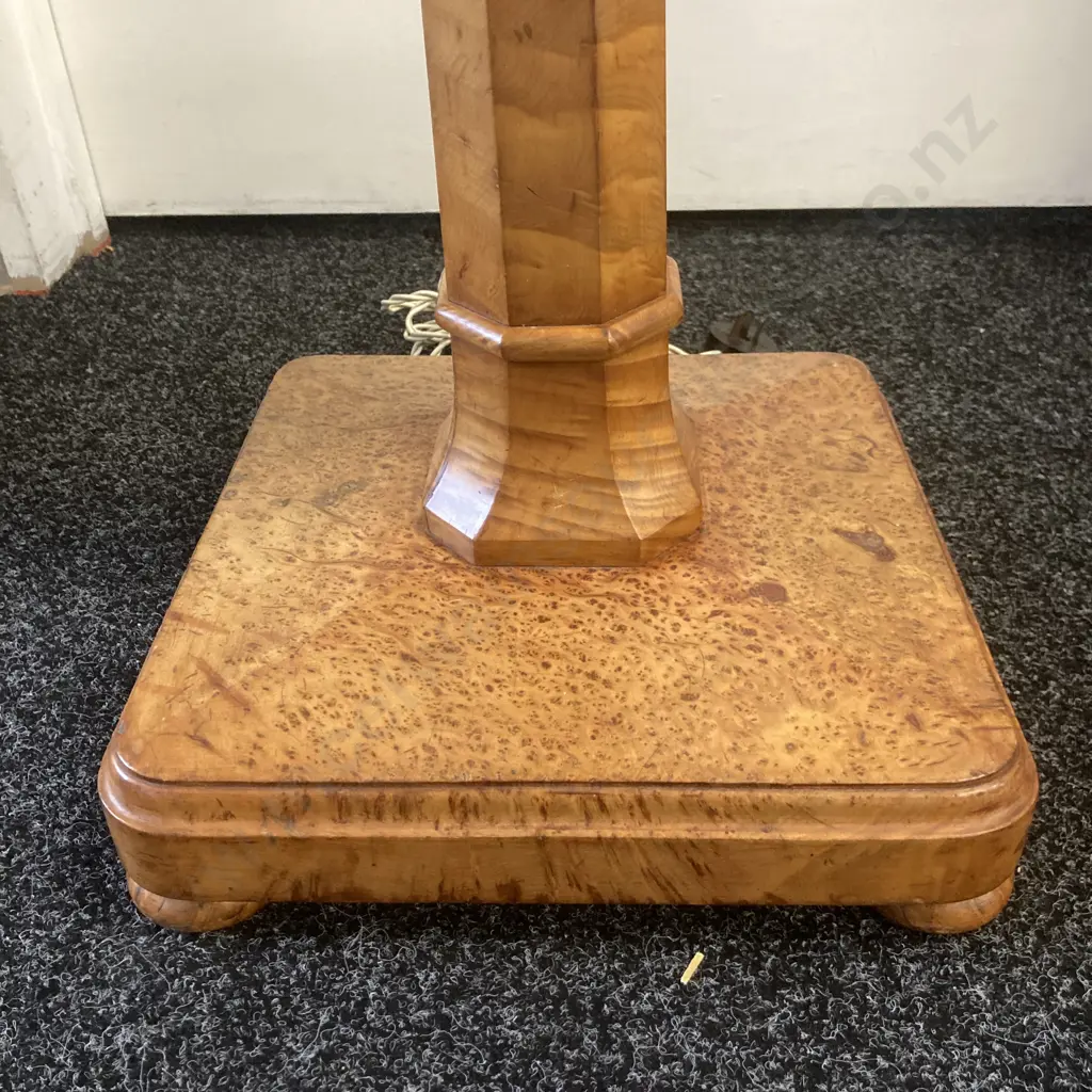 1930’s Art Deco Birds Eye Maple & Walnut Floor Lamp. H162cm Image 1++