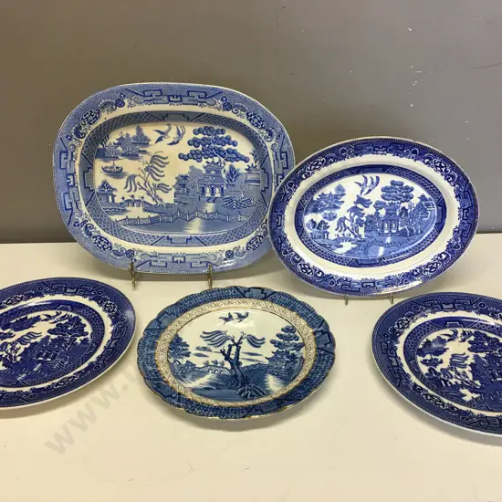 Selection Of Blue & White China Items Including  Allertons, Booths, Old Willow Etc