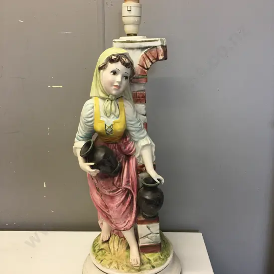 Antique Porcelain Figural Table Lamp H61cm.