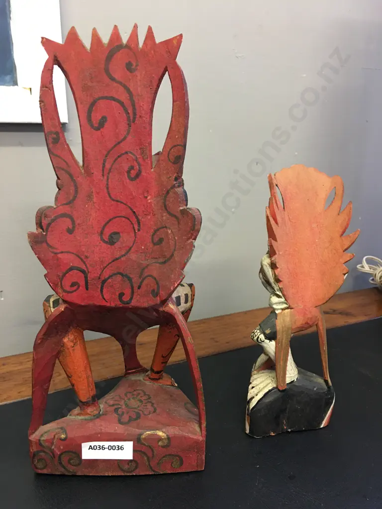 Pair of Vintage Indonesian Hand Carved Garuda Figurines. 27 x 12cm & 20 x 7cm Image 1++