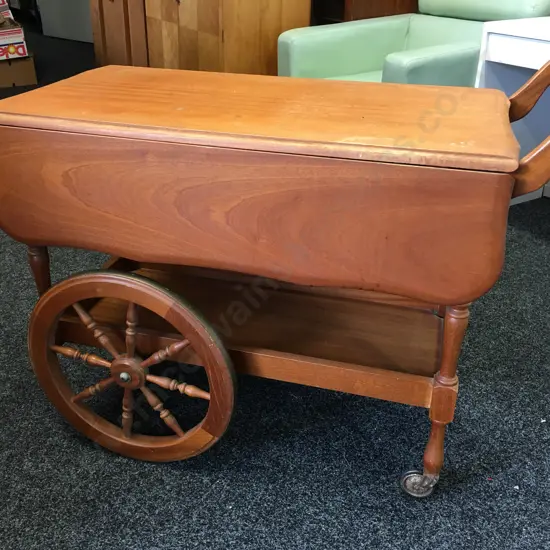 Vintage Mahogany Tea Cart/Liquor Server With Drop Sides Single Drawer H73,L103,W92cm.