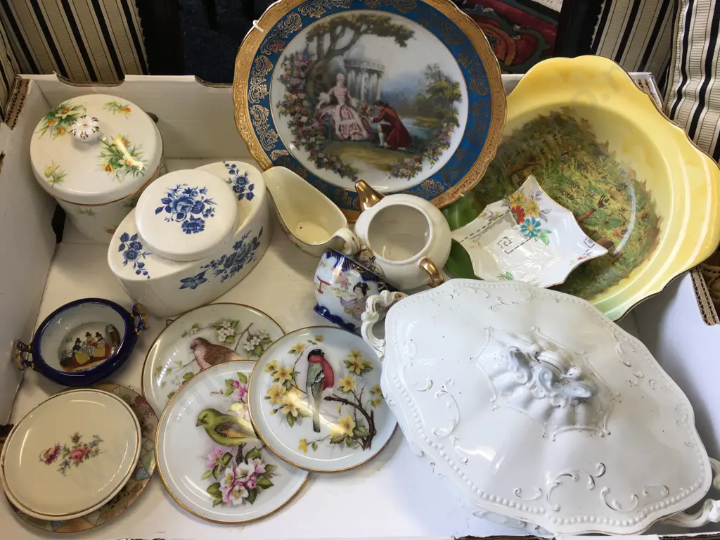 Assorted China Items Including Carlton Ware, Limoges Plate, Lidded Dish, Cannisters Etc Image 1++