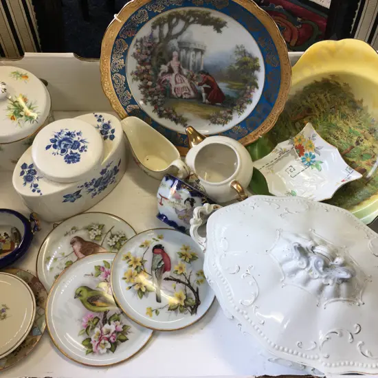 Assorted China Items Including Carlton Ware, Limoges Plate, Lidded Dish, Cannisters Etc