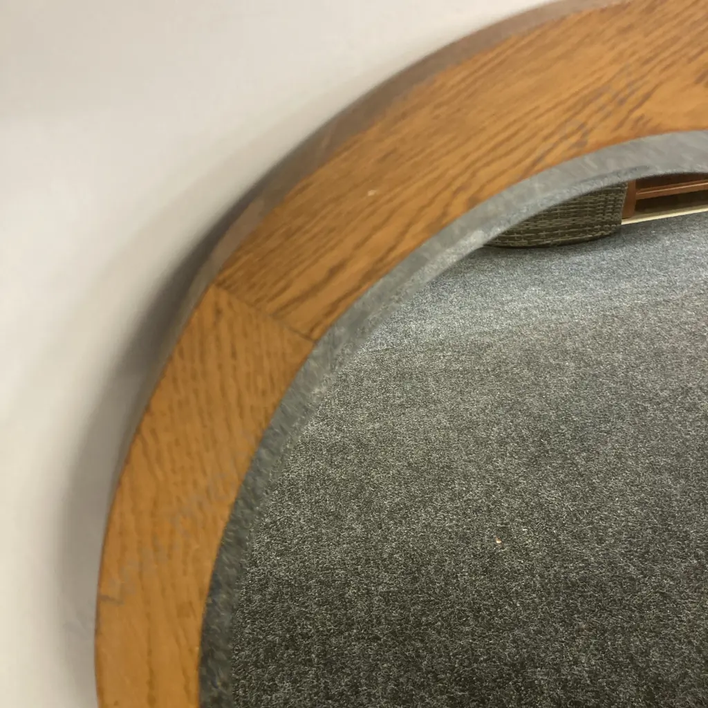 Vintage Oak Framed Oval Bevelled Edge Wall Mirror. 68.5 x 49cm Image 1++