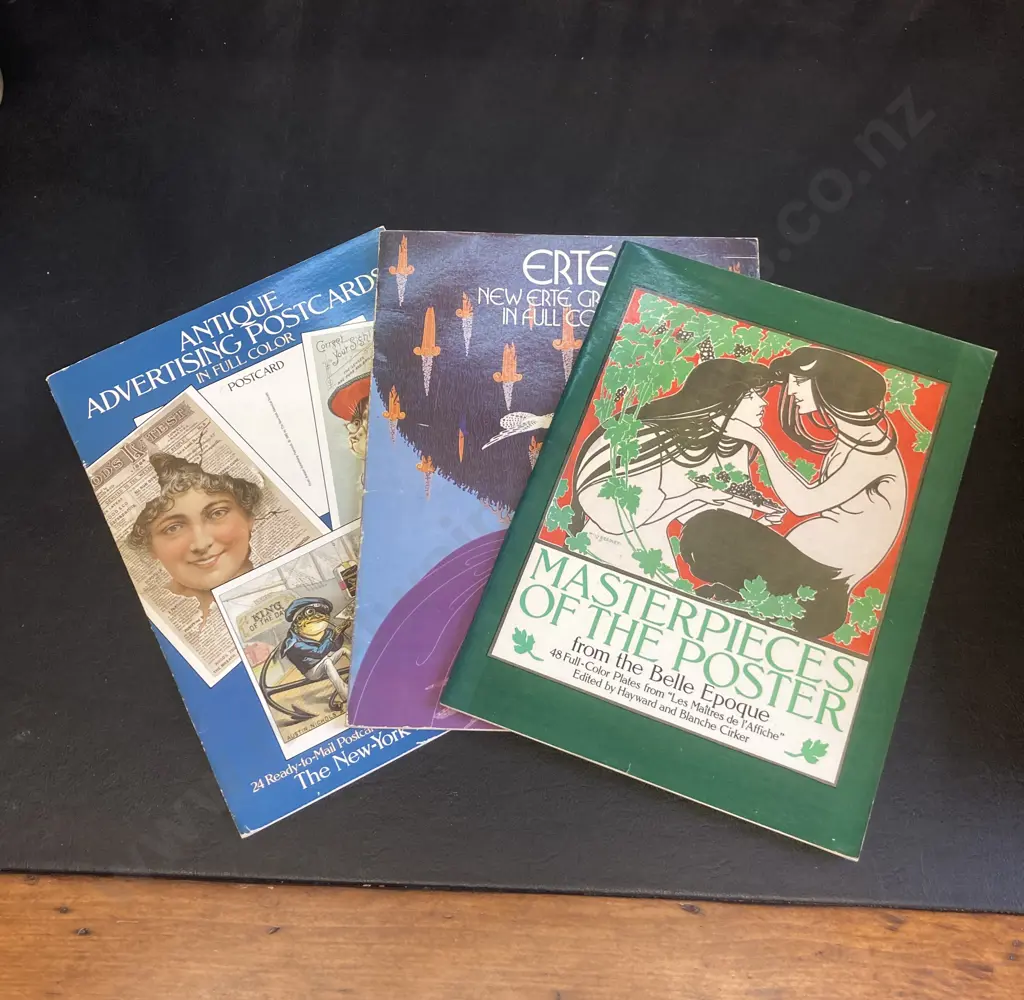 Vintage Masterpieces Of The Poster From The Belle Epoch 1983, Antique Advertising Postcards & Erte New Graphics Books Image 1++