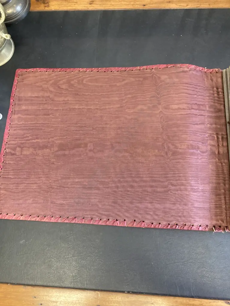 Vintage Leather Scrapbook with Embossed Griffin & Art Prints Etc Image 1++