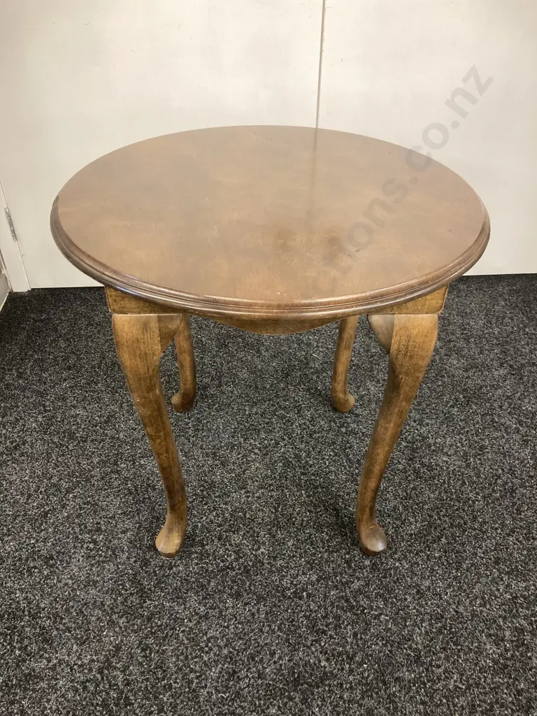 Mahogany Queen Anne Style Round Occasional Table With Cabriole Legs. 60 x 61cm Image 1++