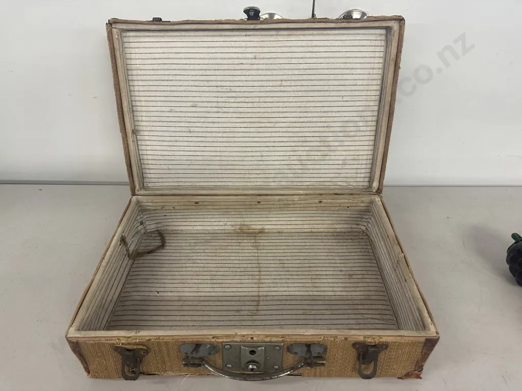 Antique Sewing Box & Cardboard Backed Suitcase Image 1++
