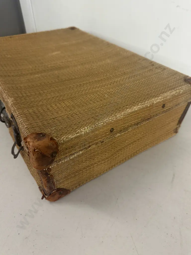 Antique Sewing Box & Cardboard Backed Suitcase Image 1++