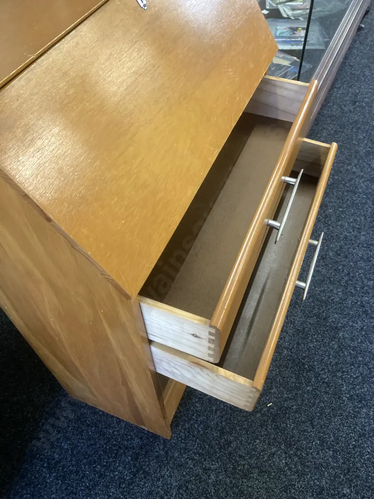 Vintage Wood Ways Hamilton Rimu Drop Front Desk, Original Handles. H100 W73 D35cm (No Key) Image 1++