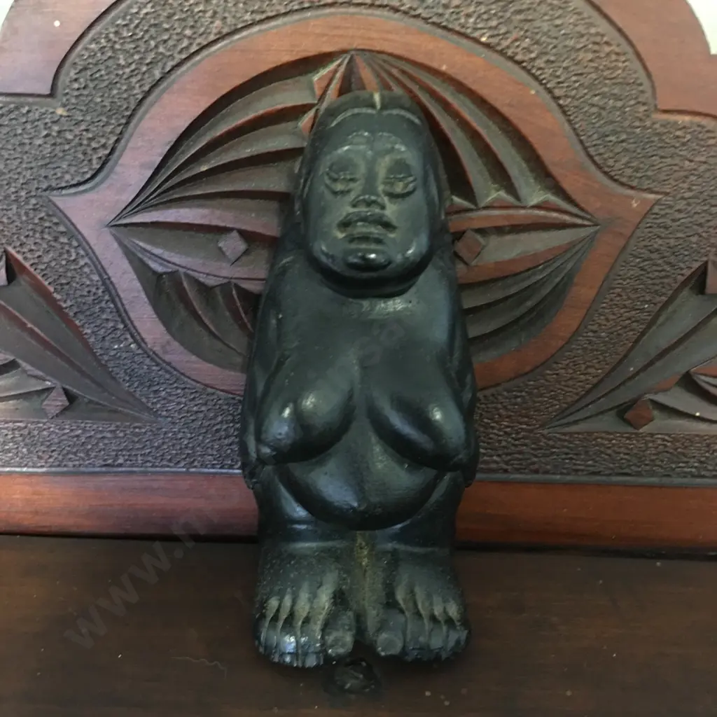 Vintage 1960s Coco Joe Hawaii Lava Figurine Goddess of Fertility Nui Nui Aloha. 9.5cm Image 1++