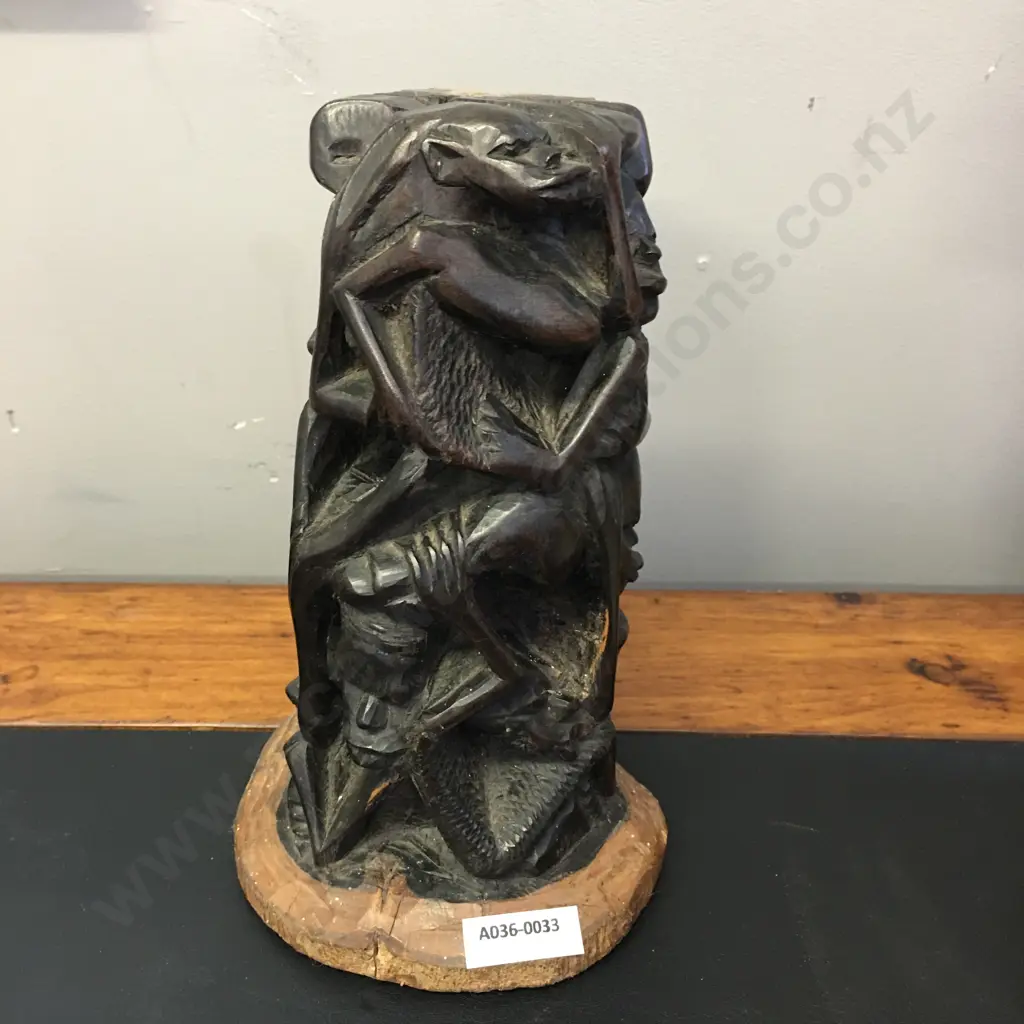 Vintage African Makonde Tribe Carved Ebony Family Tree Of Life Statue. H22cm Image 1++