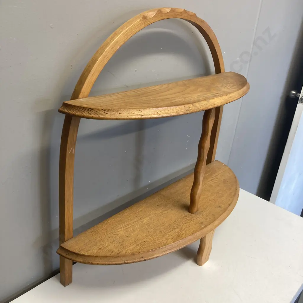 Vintage Oak Curved Shelf Unit - Plant Stand / Book Stand. H69 W75 D22cm Image 1++