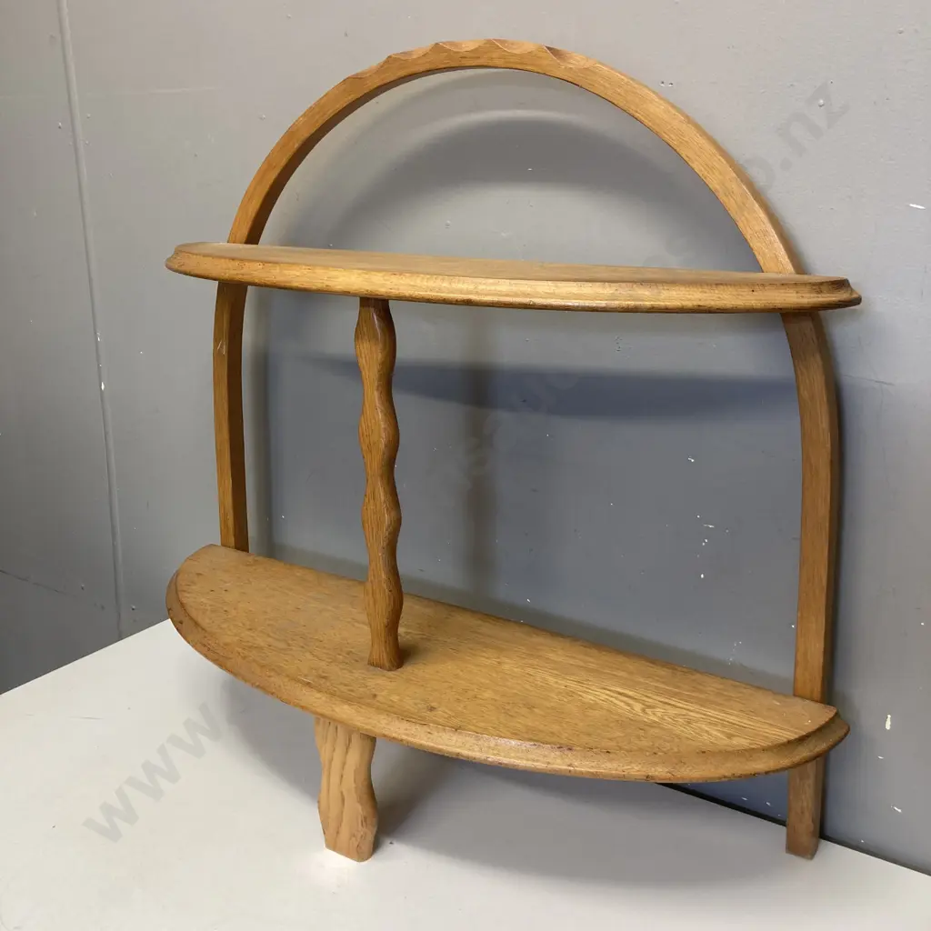 Vintage Oak Curved Shelf Unit - Plant Stand / Book Stand. H69 W75 D22cm Image 1++