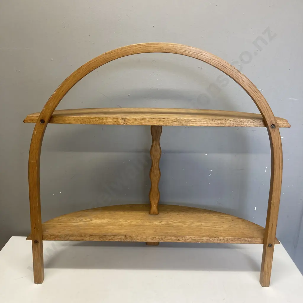 Vintage Oak Curved Shelf Unit - Plant Stand / Book Stand. H69 W75 D22cm Image 1++