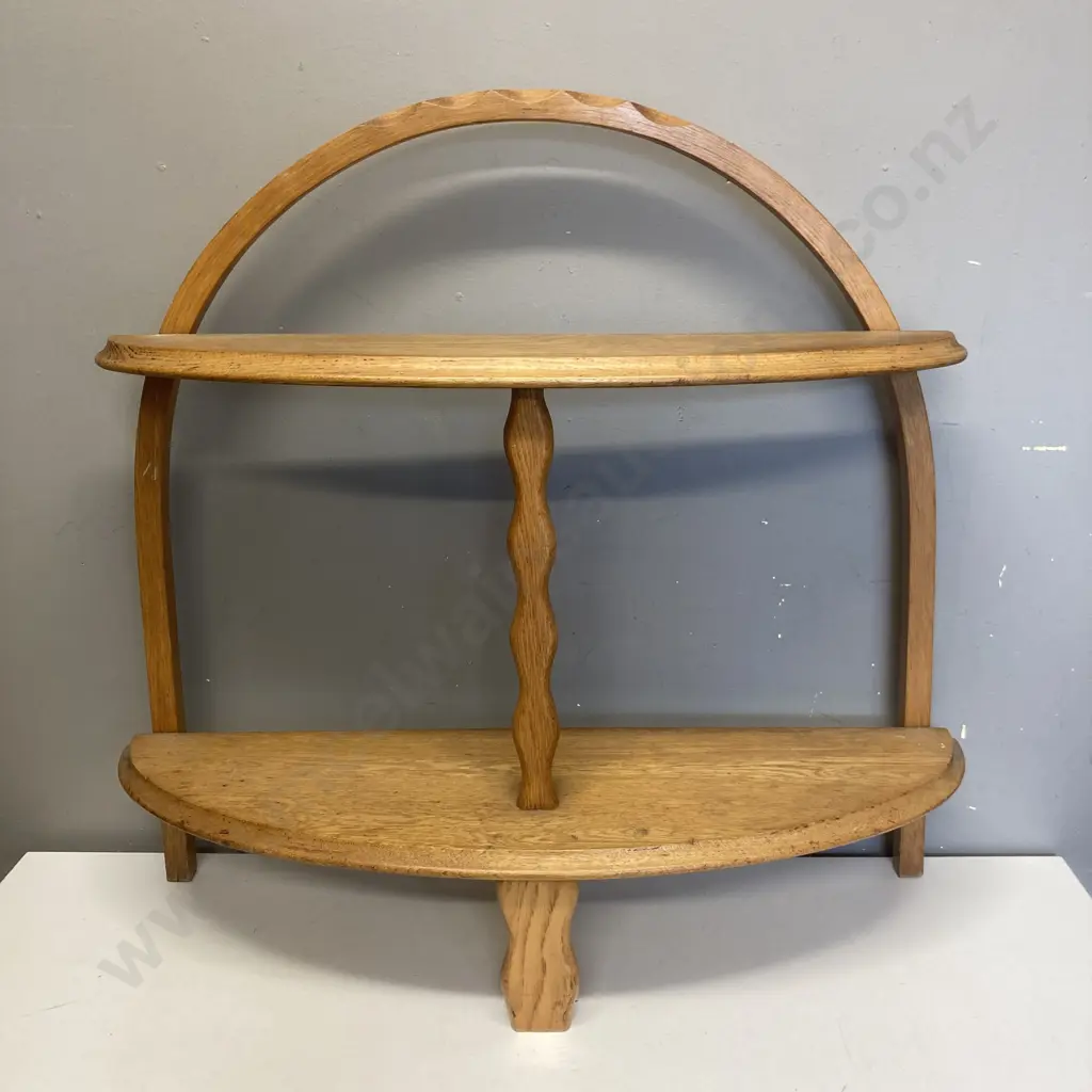 Vintage Oak Curved Shelf Unit - Plant Stand / Book Stand. H69 W75 D22cm Image 1++