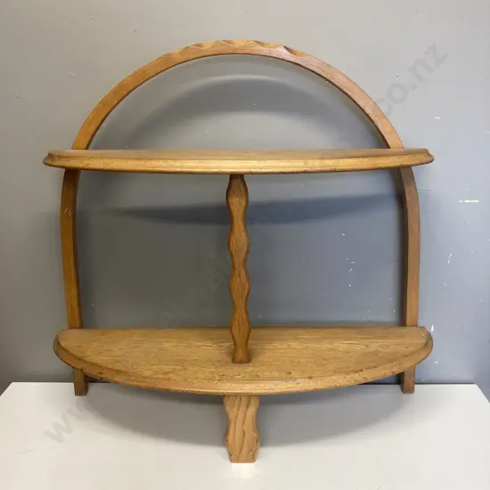 Vintage Oak Curved Shelf Unit - Plant Stand / Book Stand. H69 W75 D22cm