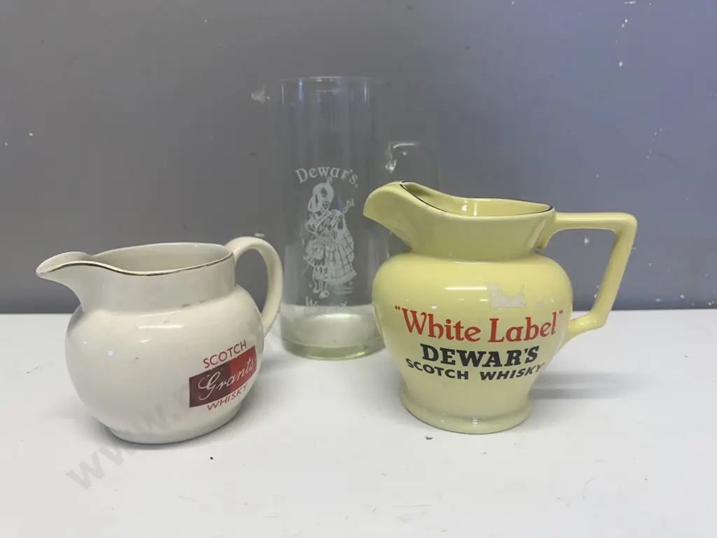 Vintage Wade Scotch Whiskey Water Jugs & Dewars Whiskey Glass Jug Image 1++