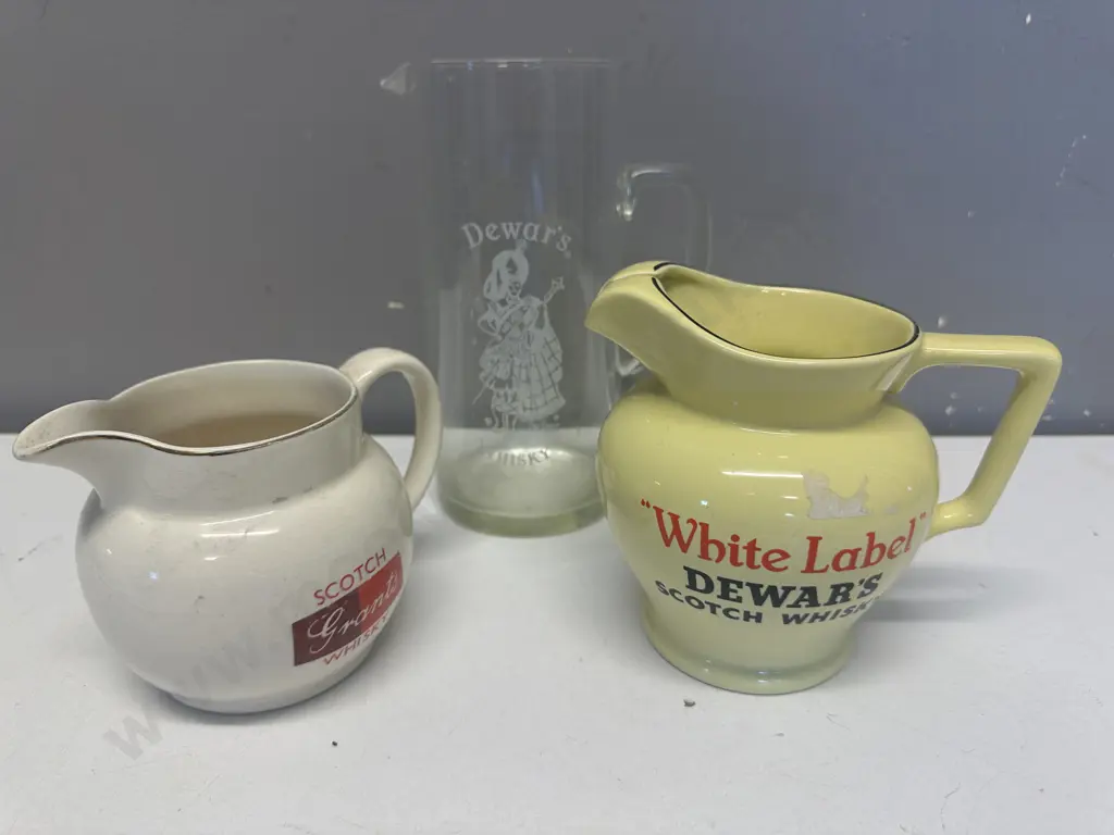 Vintage Wade Scotch Whiskey Water Jugs & Dewars Whiskey Glass Jug Image 1++