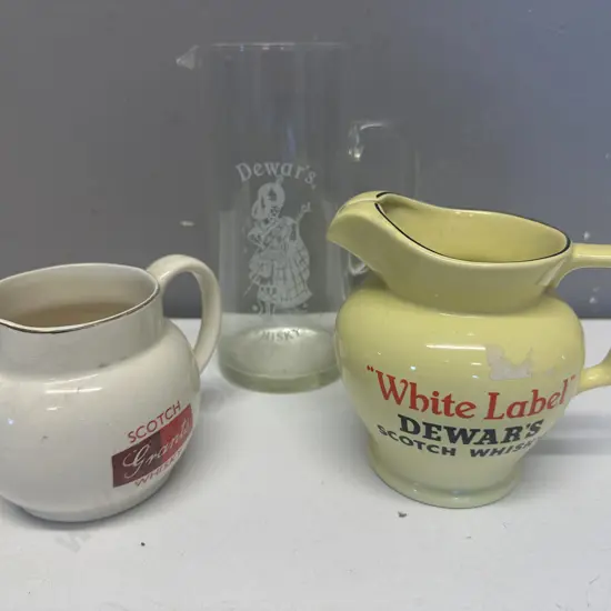 Vintage Wade Scotch Whiskey Water Jugs & Dewars Whiskey Glass Jug