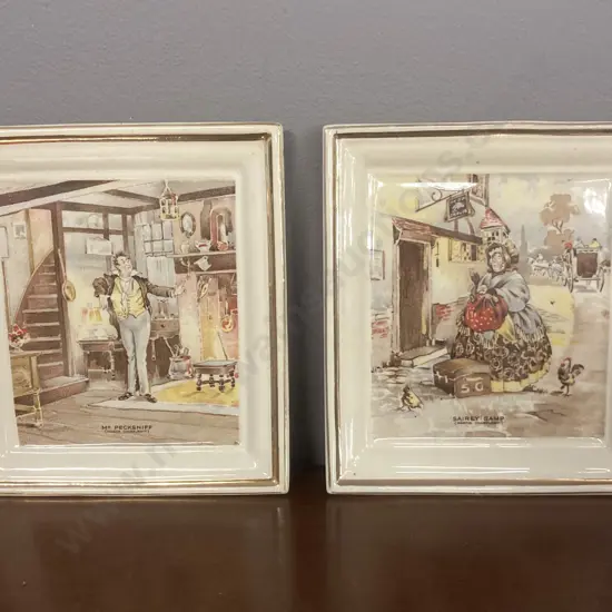 Vintage Newhall Hanley Of England Wall Plates Mr Pecksniff & Sairey Gamp