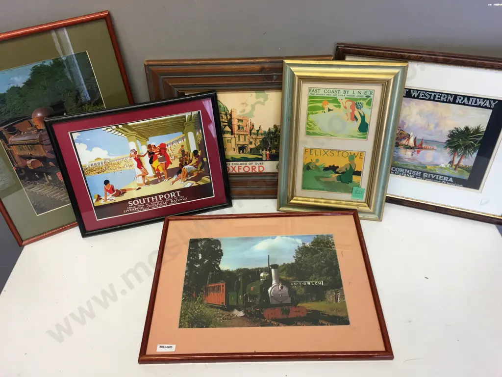 Assorted Vintage Railway Themed Framed Pictures x 6 Image 1++