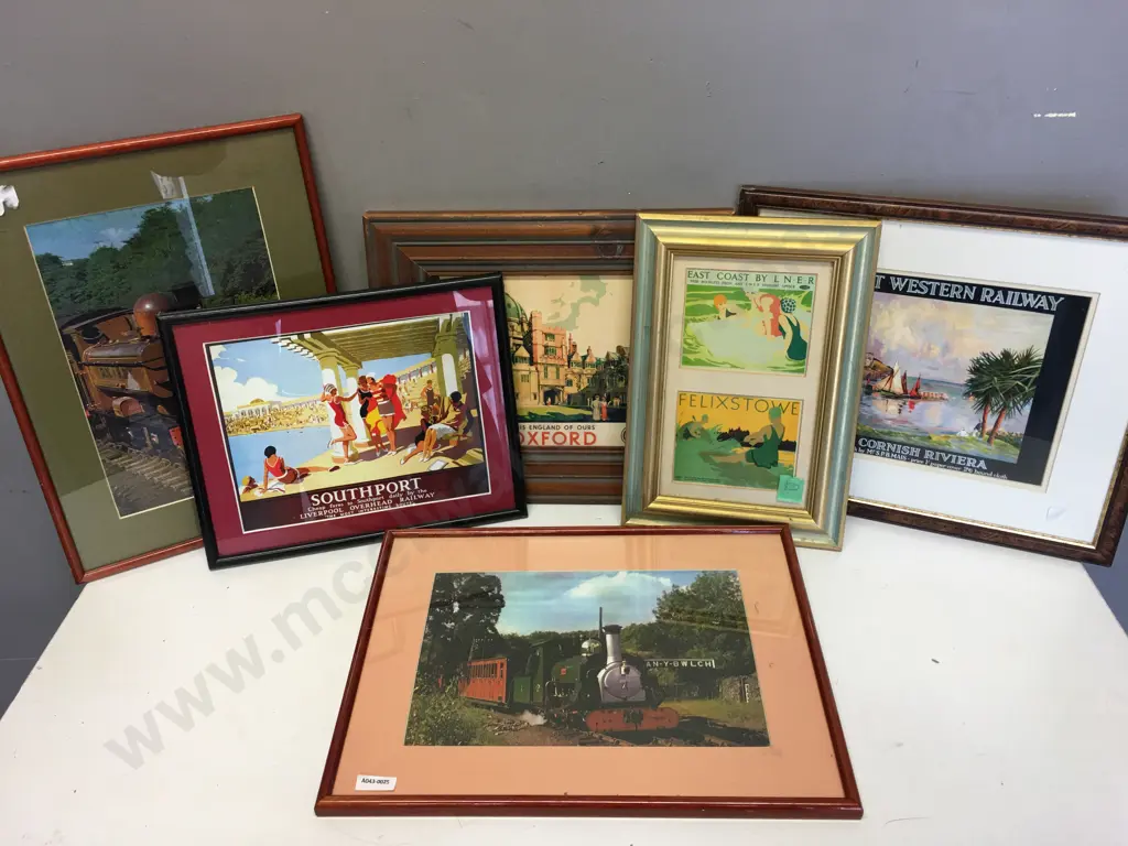 Assorted Vintage Railway Themed Framed Pictures x 6 Image 1++