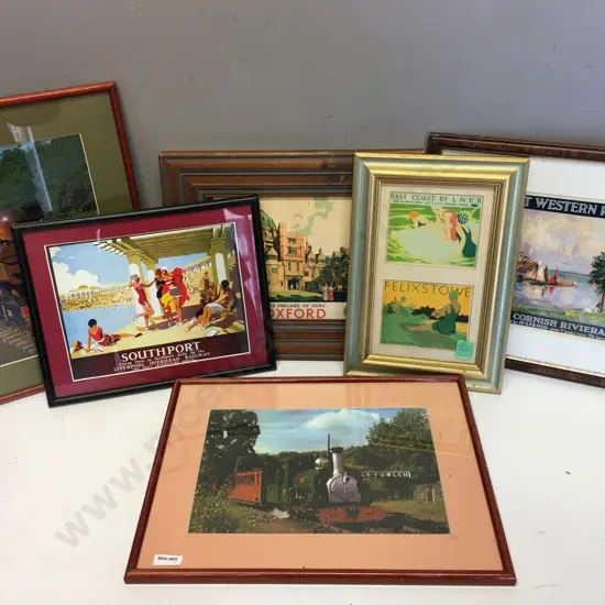 Assorted Vintage Railway Themed Framed Pictures x 6